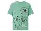 Groen T-shirt met korte mouwen met print van videogamepersonages en de tekst 'SLEEP MODE ACTIVATED'.