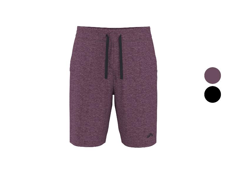 Heren paarse melange sportshorts met zwart trekkoord
