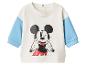 Wit kinder sweatshirt met lange mouwen en blauwe mouwen, met Mickey Mouse motief