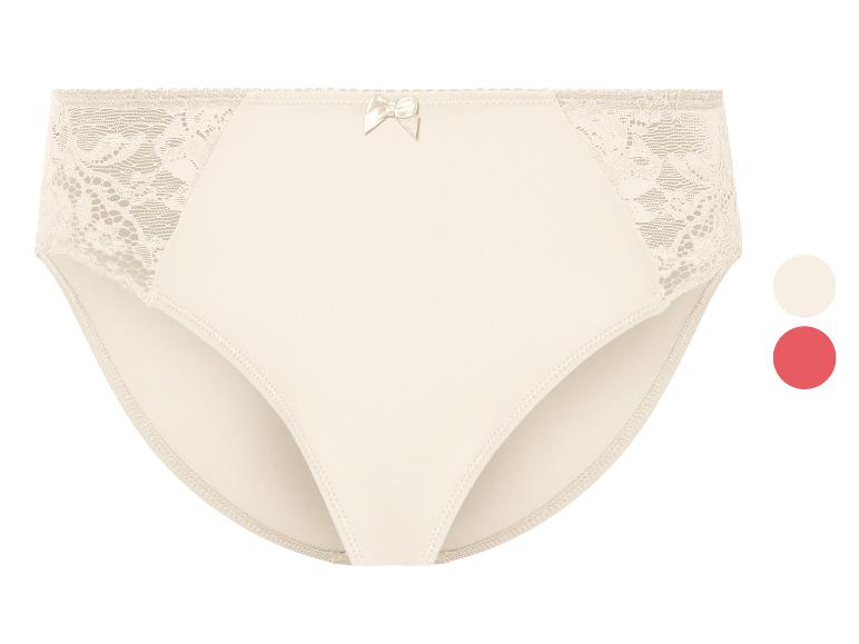 Beige microvezel slip met kant.