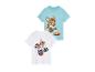 Twee Paw Patrol T-shirts: een lichtblauwe met Tracker, een witte met meerdere personages.