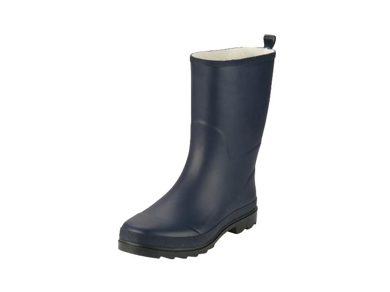 Donkerblauwe regenlaarzen met witte voering en zwarte zool