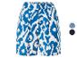 Blauw-witte shorts met luipaardprint.