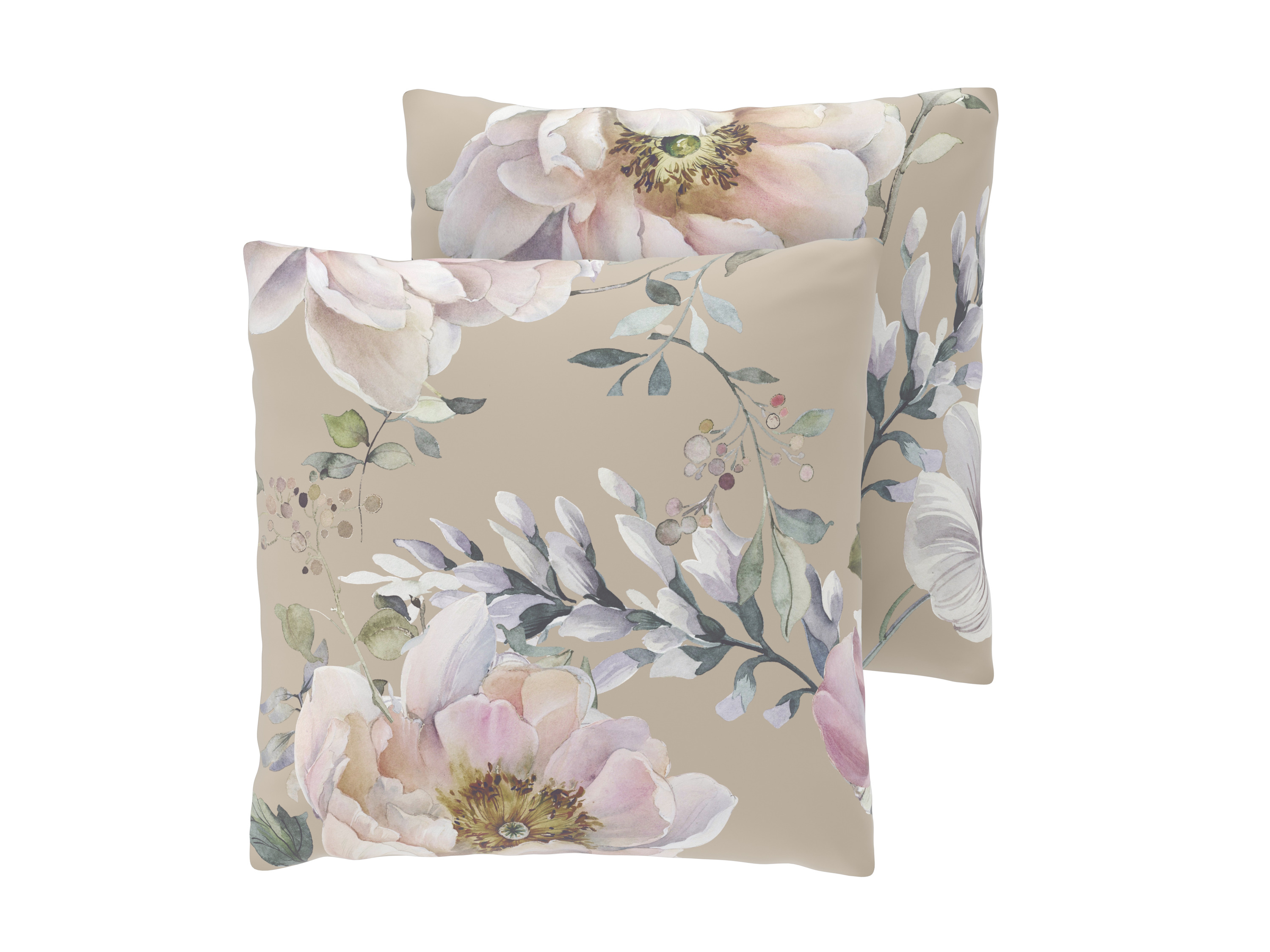 LIVARNO Set van 2 satijnen kussenslopen 60 x 50 cm (Beige)