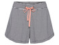 Zwarte en witte gestreepte shorts met roze koord.