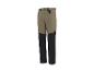 Khaki en zwarte werkbroek met elastische taille details.