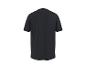 Zwart T-shirt met korte mouwen en een klein wit logo op de linkermouw, achteraanzicht.