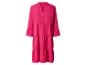 Roze dames midi-jurk met 3/4 mouwen en ruches