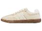 Beige lage sneakers met witte veters