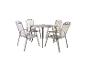 Tuinmeubelset: grijze metalen tafel en vier stoelen