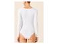 Witte bodysuit met lange mouwen voor dames, achterkant, eenvoudig en comfortabel ondergoed.