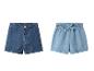 Kinderdenimshorts in donkerblauw en lichtblauw