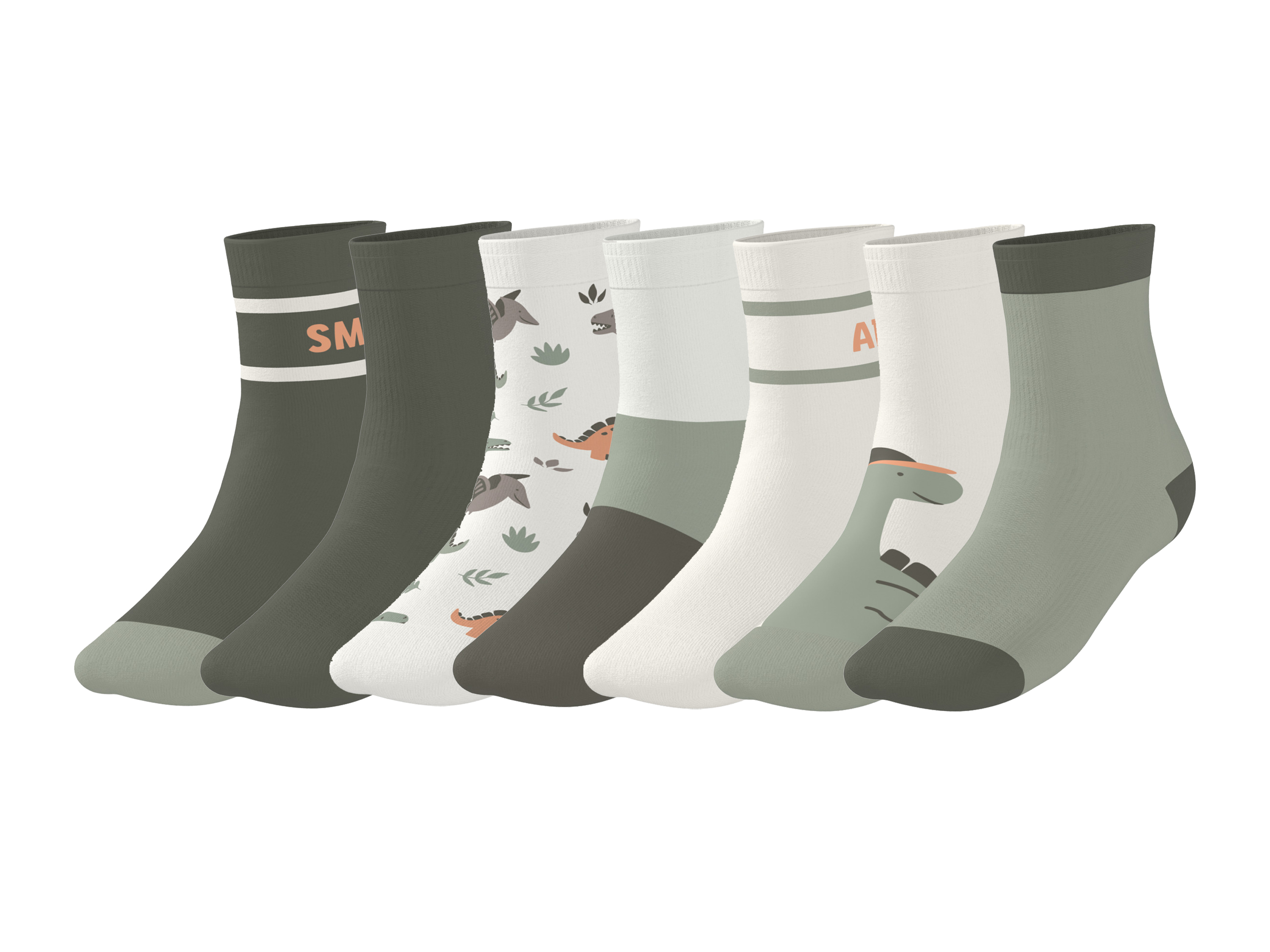 lupilu 7 Paar kinder sokken (Groen/wit, 31-34)