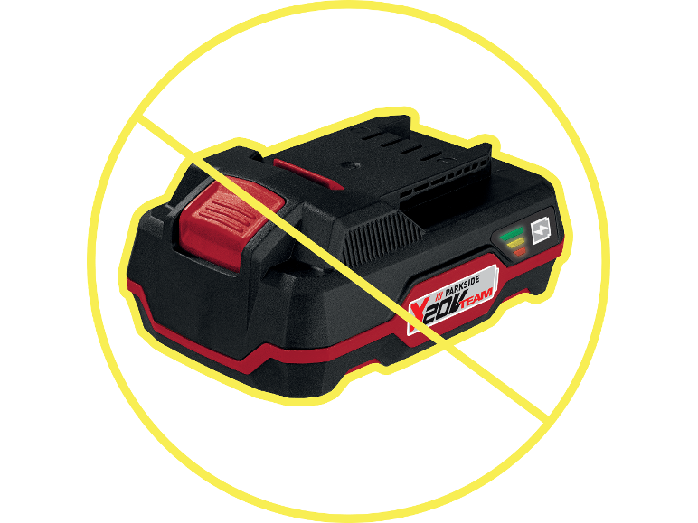 Parkside X20V Team accu is verboden.