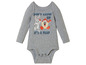 Een grijs babypak met lange mouwen met Bugs Bunny en Tweety Bird