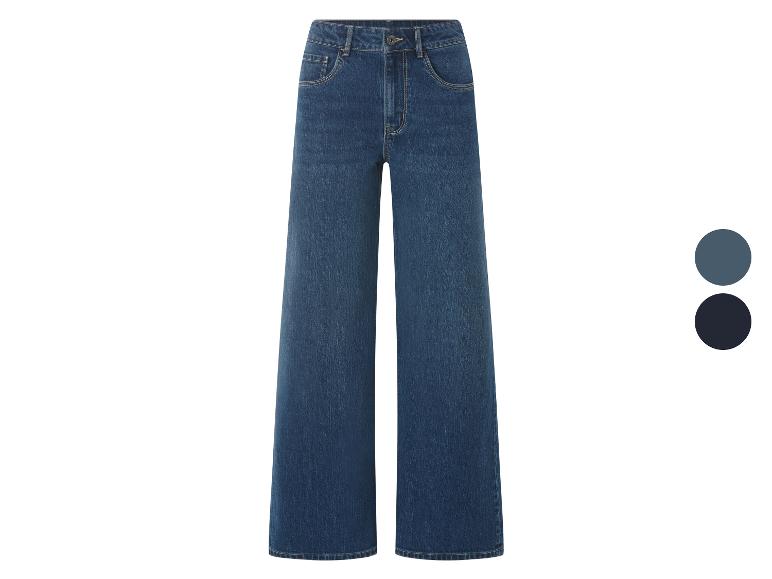 Donkerblauwe wide-leg jeans met twee kleurstalen