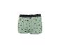 Mintgroene boxershort met strandauto- en surfplankpatroon.