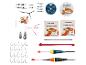 Visset met haken, lijn, loodjes, dobbers en accessoires.
