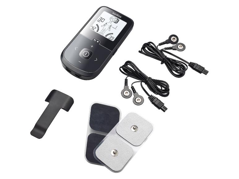 Sanitas TENS/EMS-apparaat met elektroden en kabels voor spiertherapie.