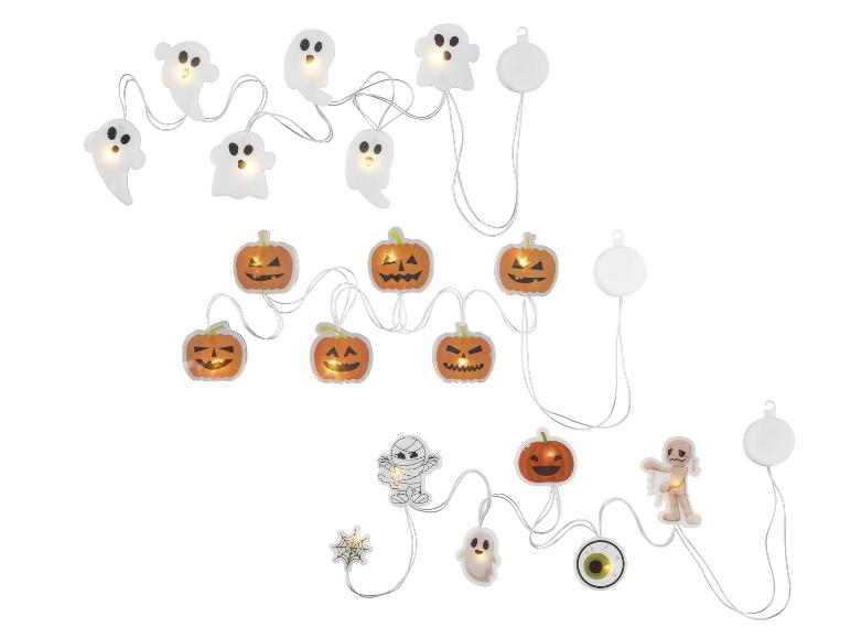 Halloween lichtslingers met spoken, pompoenen, mummies en ogen.