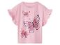 Roze T-shirt met korte pofmouwen en vlinderprint
