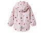 Roze kinder regenjas met bloemenprint.