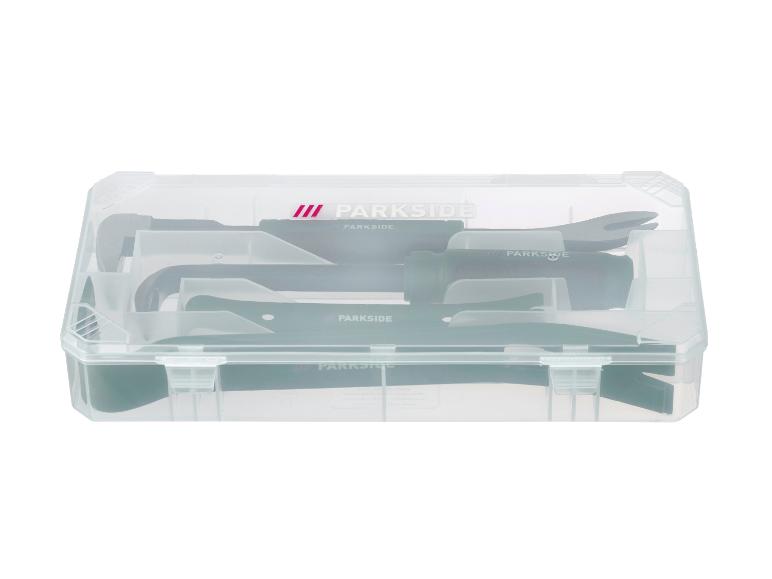 Parkside transparante opbergdoos met demontagegereedschap.
