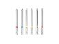 PARKSIDE® Bitset: 6 verschillende bits met gekleurde ringen en markeringen.