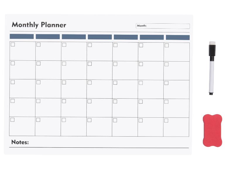 Maandplanner, uitwisbare marker en wisser.