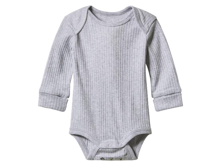 Grijze geribbelde babybody met lange mouwen