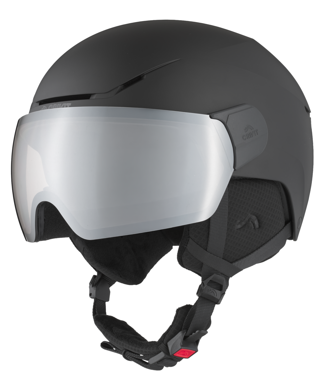 CRIVIT Skihelm met meekleurend vizier, Premium (L/XL, Zwart)