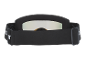 Zwarte skibril met witte lens en verstelbare band.