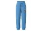Blauwe kinderjoggingbroek met brandweerwagen en de tekst 'TO THE RESCUE'.