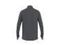 Donkergrijs heren sportshirt met lange mouwen en ritskraag, achterkant.