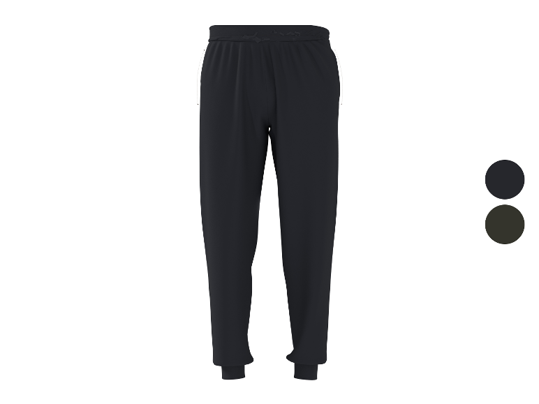 Zwarte heren joggingbroek met trekkoord en boorden, verkrijgbaar in twee kleuren.