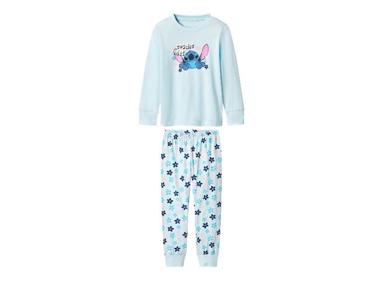 Lichtblauwe Stitch pyjama met 'Cosmic Vibes' opdruk en bloemenbroek.