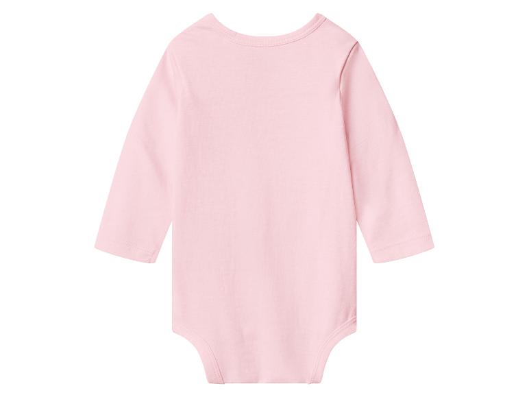 Roze babyromper met lange mouwen, achteraanzicht
