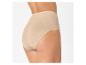 Vrouw in beige hoge taille slip, zijaanzicht