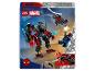 Lego set 76337 met een rood-zwarte robot en Spider-Man figuren.