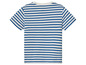 Wit-blauw gestreept T-shirt met korte mouwen.