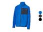 Blauwe fleecejas met rits en zakken, met getoonde kleuropties.