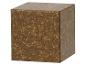 Bruin, vierkant, getextureerd blok in de vorm van een opbergdoos.
