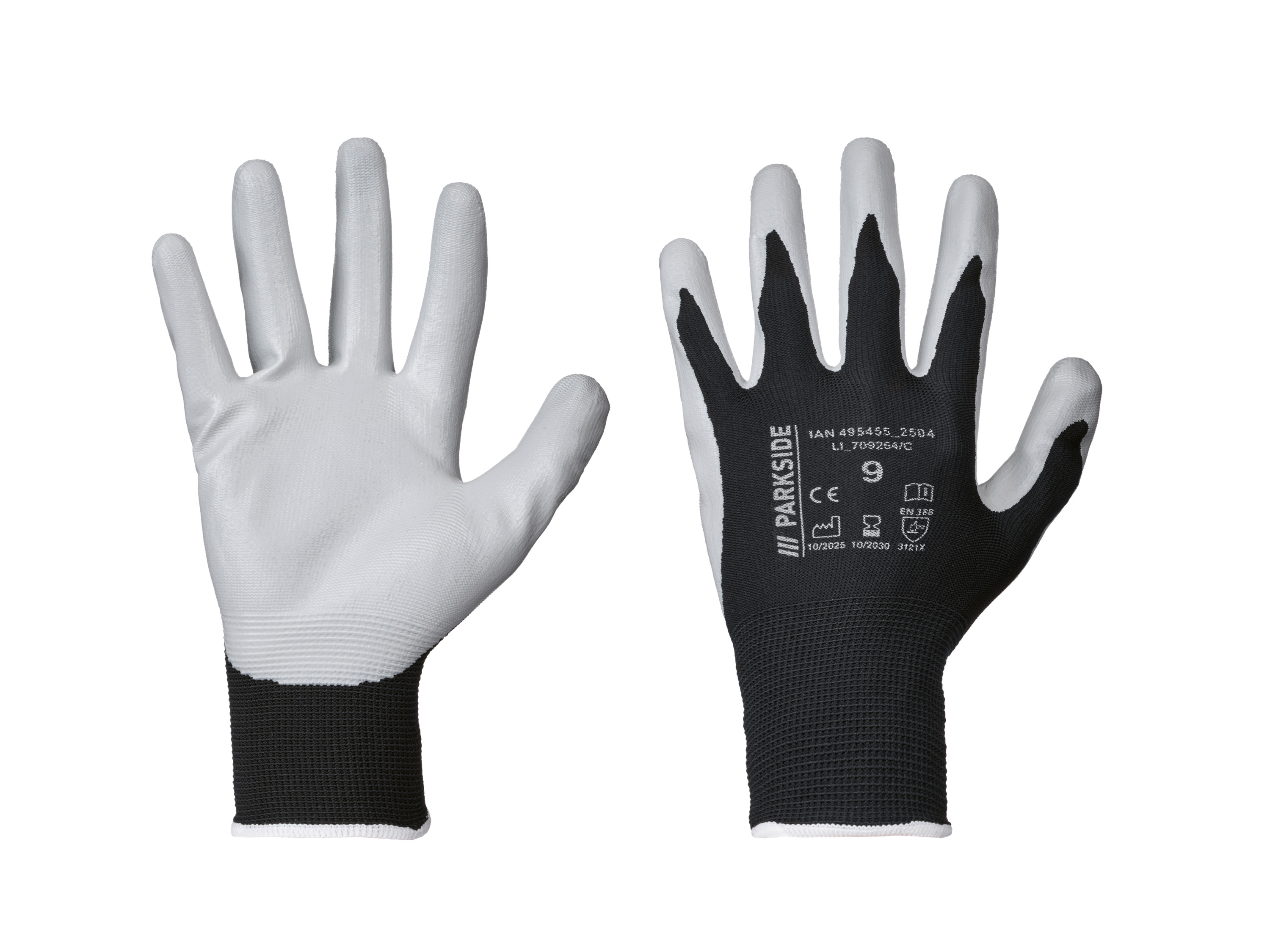 PARKSIDE 3 Paar werkhandschoenen (Nano Flex, 9)