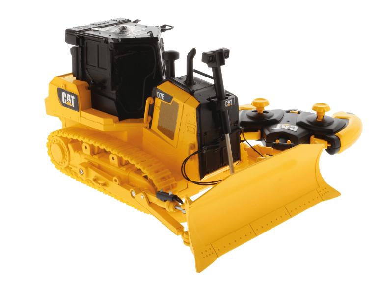 Gele Caterpillar D7E speelgoedbulldozer met afstandsbediening