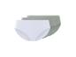 Drie paar naadloze onderbroeken in wit en grijs.