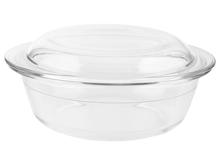 Glazen schaal met deksel.