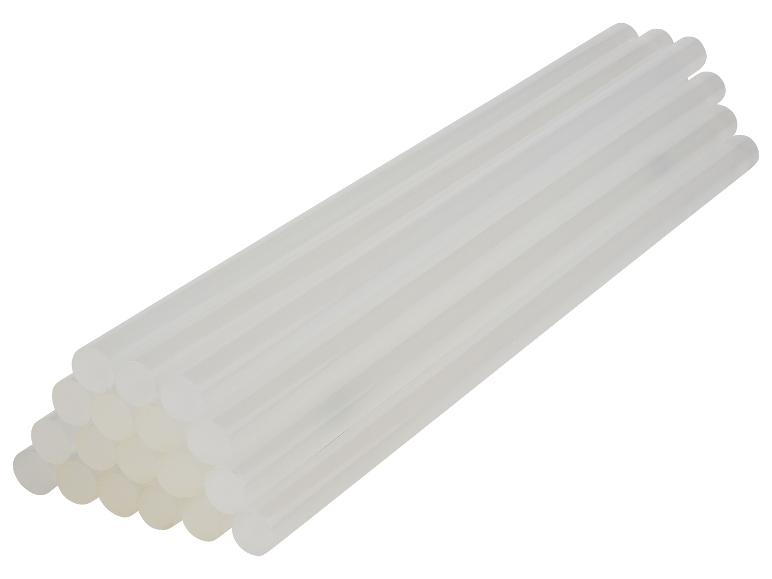 Een stapel witte lijmsticks op een witte achtergrond.