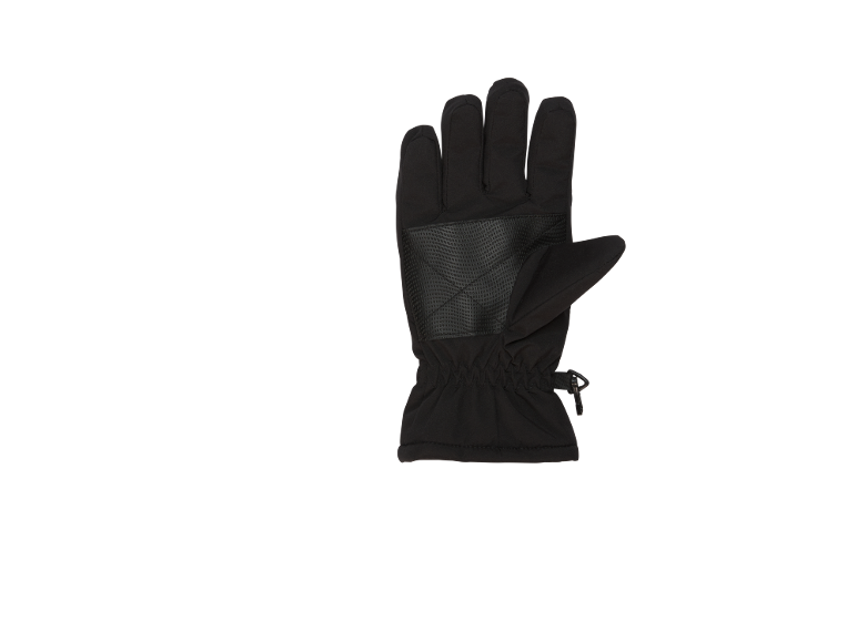 Zwarte winterhandschoen met getextureerde handpalm en verstelbare polsband.