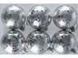 Zes zilveren kerstballen met spikkels