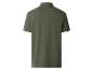 Donkergroen geribbeld poloshirt, achteraanzicht.